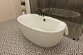 Modern Bath Tub In Master Bedroom Bathroom Royalty Free Stock Photo