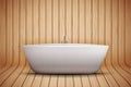 Modern bath on wooden background