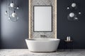 Modern bathroom with banner Royalty Free Stock Photo