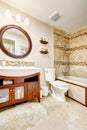 Modern bathroom with beautiful vanity cabinet