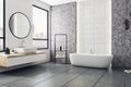 Modern bathroom with blank poster Royalty Free Stock Photo