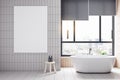Modern bathroom with blank poster on wall Royalty Free Stock Photo
