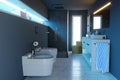 Modern bathroom, complete with sanitary fittings, shower and furnishing accessories