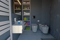 Modern bathroom, complete with sanitary fittings, shower and furnishing accessories