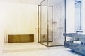 Modern bathroom corner with a gray tub toned Royalty Free Stock Photo