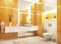 Modern bathroom design with large mirror Royalty Free Stock Photo
