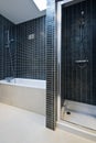 Modern bathroom detail with bath tub and shower Royalty Free Stock Photo