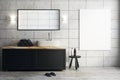 Modern bathroom with empty banner Royalty Free Stock Photo