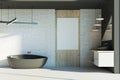 Modern bathroom with empty banner Royalty Free Stock Photo