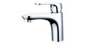 A modern bathroom faucet with chrome finish, AI