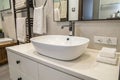 White ceramic basin in modern bathroom Royalty Free Stock Photo