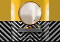 Modern bathroom with fishbone pattern, illustration painting