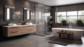 Modern bathroom with free-standing bathtub