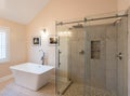 Modern bathroom with freestanding tub and shower Royalty Free Stock Photo