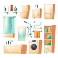 Modern bathroom furniture cartoon illustrations