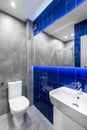 Modern bathroom in grey and blue Royalty Free Stock Photo