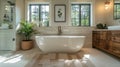 a modern bathroom with a half-tile wall, blending contemporary design with functionality in a minimalist setting.