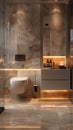 a modern bathroom with a half-tile wall, blending contemporary design with functionality in a minimalist setting.