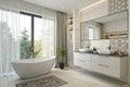 Modern bathroom with bath and sink Royalty Free Stock Photo