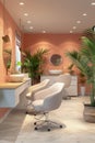 Modern Bathroom Interior Design with Elegant Furniture, Warm Tones, and Green Plants in a Well Lit Home Space Royalty Free Stock Photo