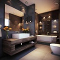 Modern Bathroom Interior Details. Generative AI Royalty Free Stock Photo