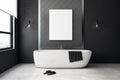 Modern bathroom with empty banner Royalty Free Stock Photo