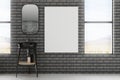 Modern bathroom interior with empty banner Royalty Free Stock Photo