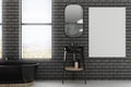 Modern bathroom interior with empty poster Royalty Free Stock Photo