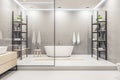 Modern bathroom interior with minimalistic shower Royalty Free Stock Photo