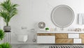 Modern bathroom interior in scandinavian style chest of drawers