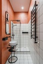 Modern bathroom interior, vertical shot of home design Royalty Free Stock Photo