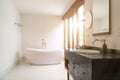 Modern bathroom interior with white oval bathtub Royalty Free Stock Photo