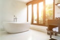 Modern bathroom interior with white oval bathtub Royalty Free Stock Photo