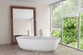 Modern bathroom with large mirror Royalty Free Stock Photo