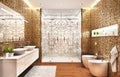 Modern bathroom with a large shower room and a beautiful mosaic pattern