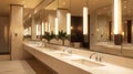 Modern Bathroom with Marble Countertops and Long Mirrors Royalty Free Stock Photo
