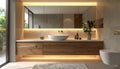 Modern Bathroom Vanity with Warm LED Accent Lighting Royalty Free Stock Photo