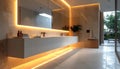 Modern Bathroom with Warm LED Accent Lighting Royalty Free Stock Photo