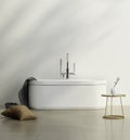 Modern bathroom with a white minimal bathtub Royalty Free Stock Photo