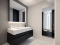 A modern bathroom with a white sink, mirror, and toilet. Royalty Free Stock Photo