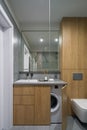 Modern bathroom with wood and granite Royalty Free Stock Photo