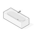 Modern bathtub filled with water. Outlined isometric vector bath tub.