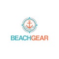 Modern BEACH GEAR Colorful Anchor logo design