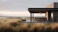 Modern Beach House In A Field At Sunset - Atmospheric And Moody Landscapes