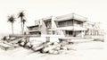 Modern Beachfront Luxury Villa Sketch By Mike Deodato And Petros Afshar