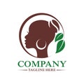 Modern beautiful african woman and coffee logo.