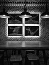 The modern, beautiful dining room.Fine art,  black and white photo. 

Ã¯Â¿Â¼ Royalty Free Stock Photo