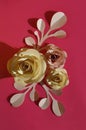 beautiful big paper flowers. stylish decor for a holiday and walls in the interior. background for the design.