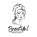 Modern beautiful woman logo. Vector illustration. Royalty Free Stock Photo