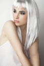 Modern beauty with platinum gray hair